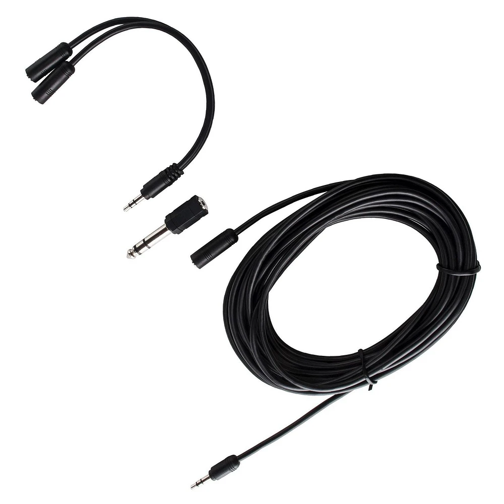 onn. 18 FT. 3.5 mm AUX Extension Audio Adapter Kit, Includes Audio Splitter