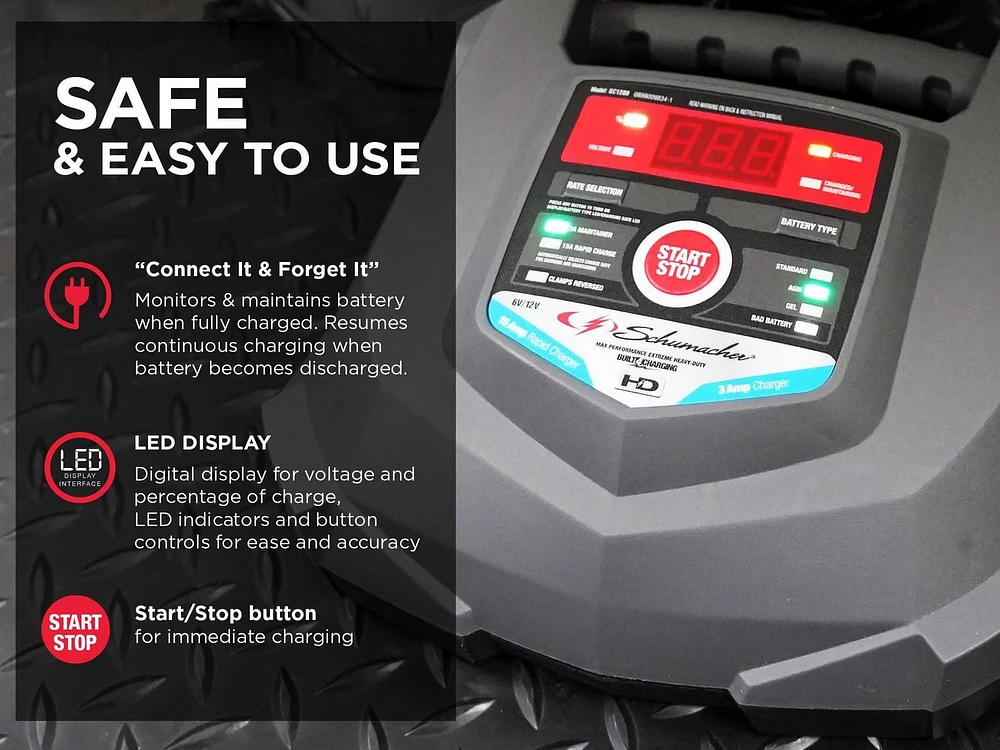Schumacher Electric SC1280 15-Amp Rapid Charger for Automotive and Marine Batteries