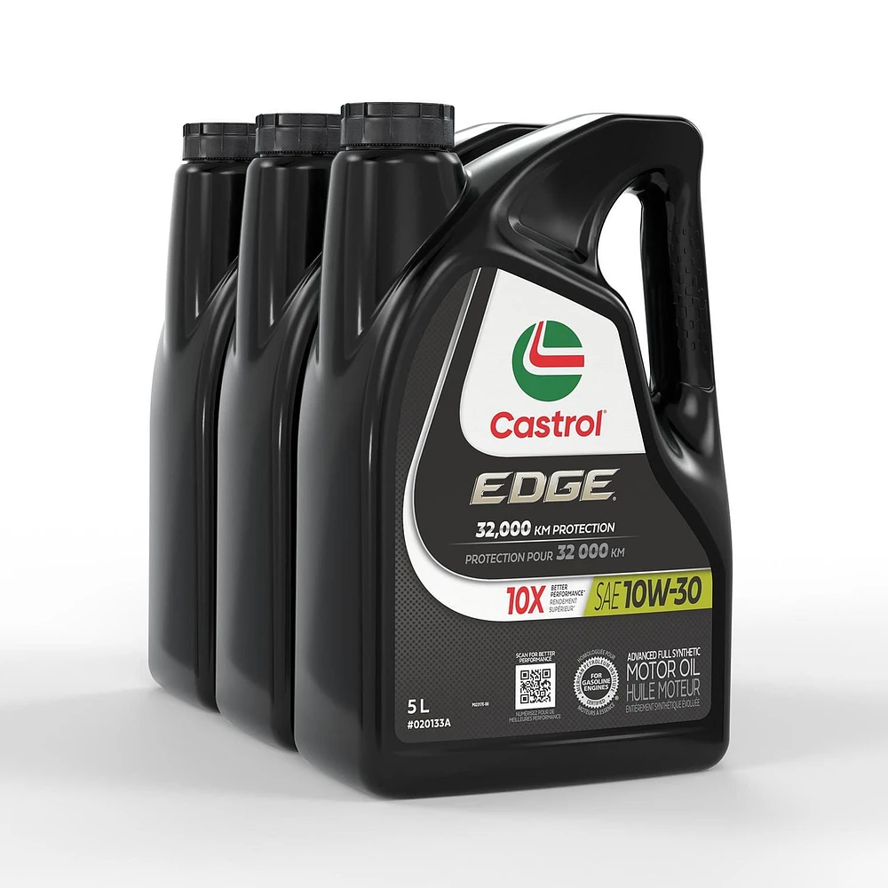 Huile Castrol EDGE 10W30 entièrement synthétique, 3 bidons de 5 L