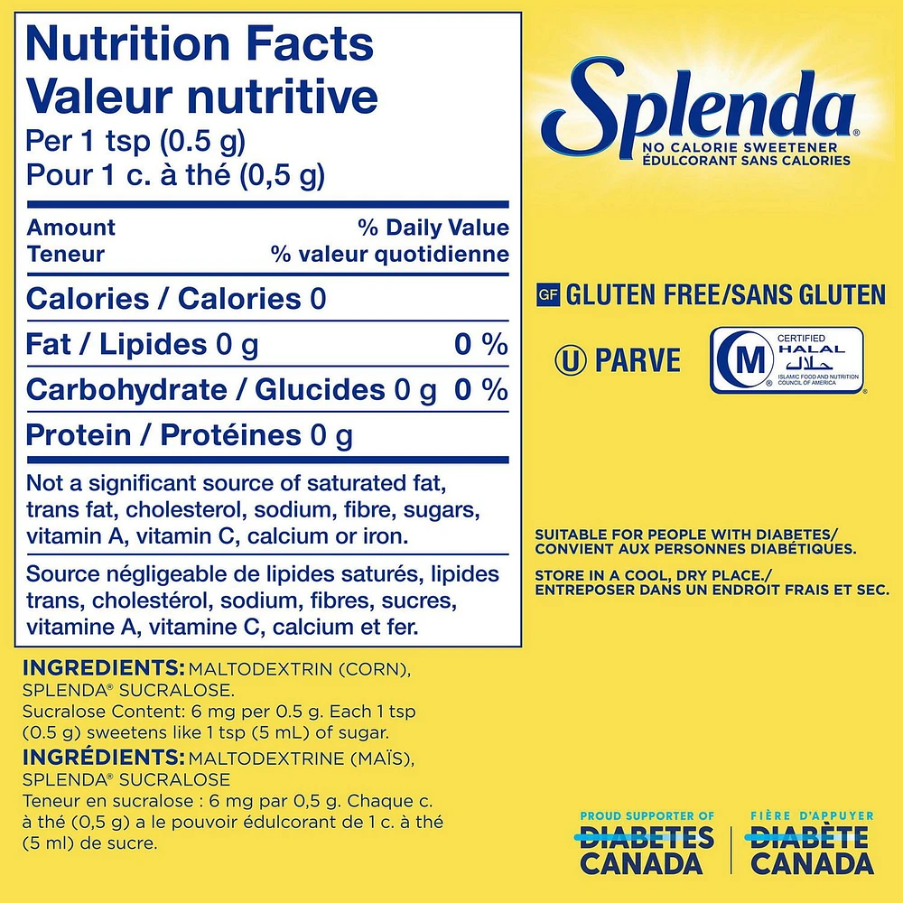 Splenda® No Calorie Sweetener Granulated, 275 g, sucralose