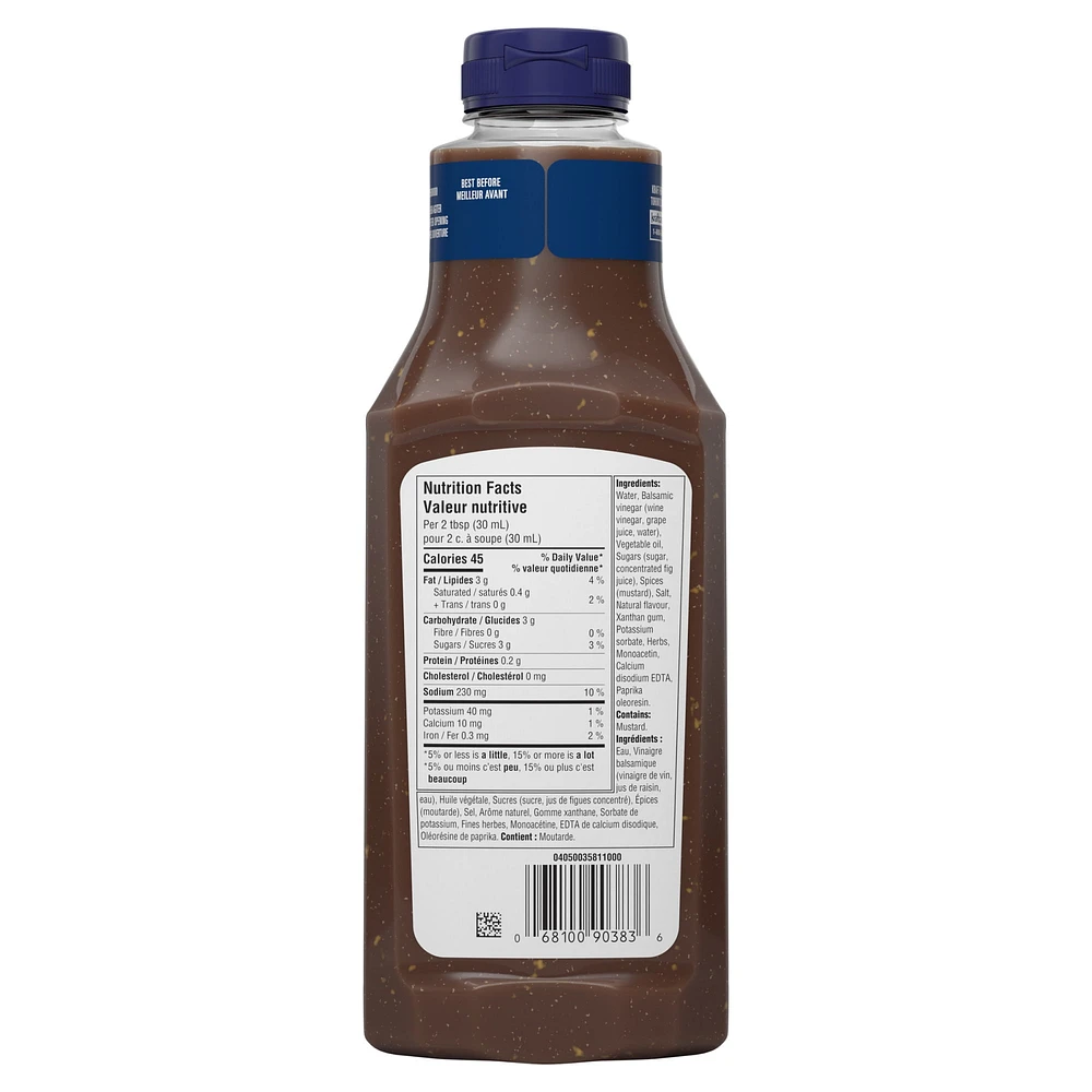 Vinaigrette Balsamique Calorie-Wise, Bouteille KRAFT VIN. C.WISE BALSAMIQUE 425