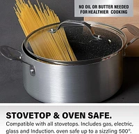 Granitestone 7 Quart Silver Nonstick Stock Pot with Lid Cookware, Oven & Dishwasher Safe