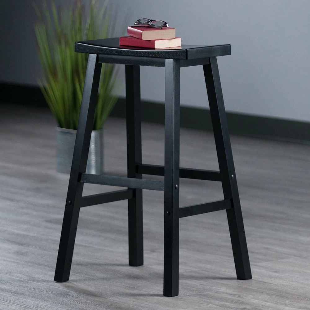 Winsome Satori Saddle Seat Bar Stool, Black