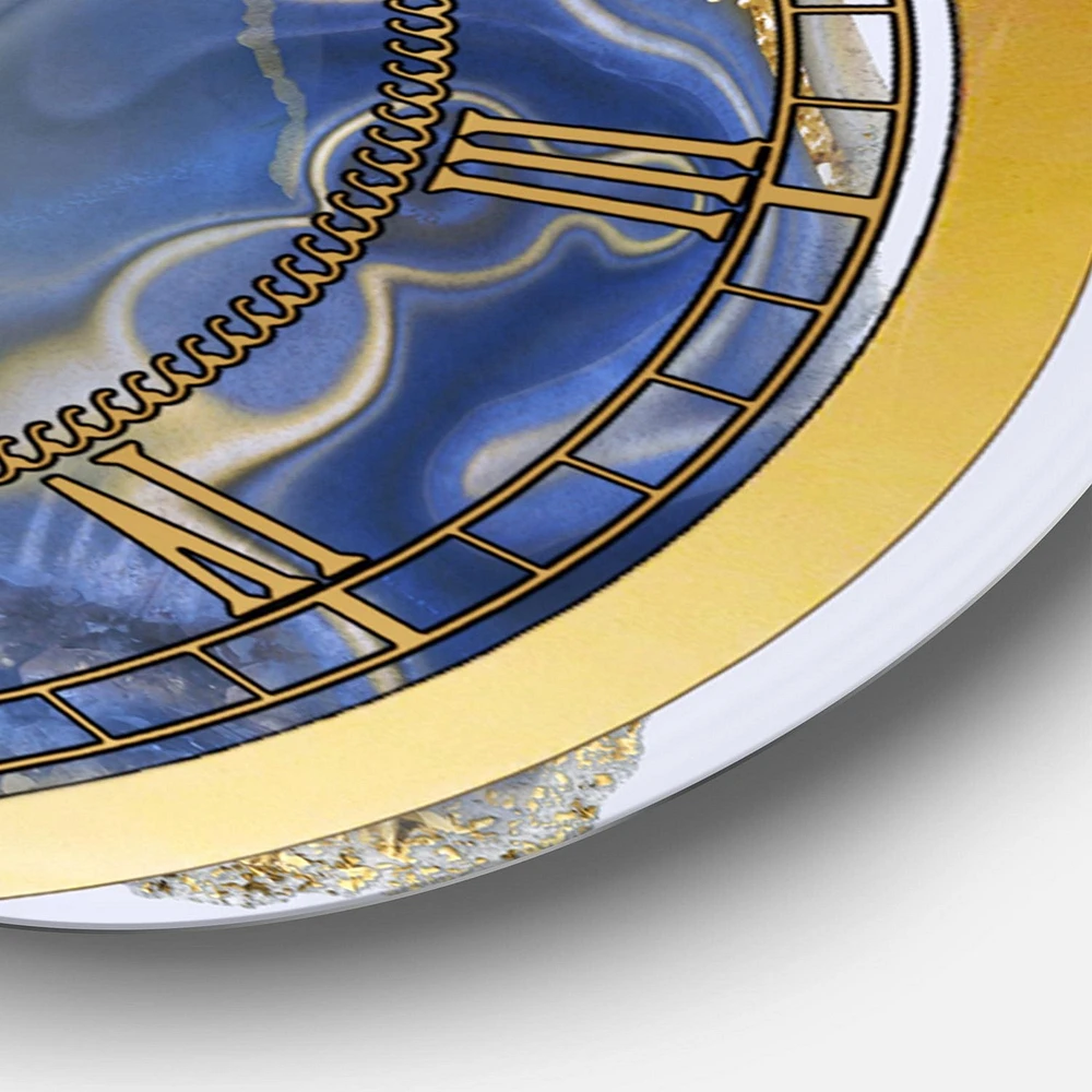 Designart 'Ocean Blue Golden Jasper Agate I' Modern wall clock