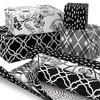 Hallmark All Occasion Reversible Wrapping Paper Bundle - Black and White Flowers and Dots (3-Pack: 75 sq. ft. ttl.)
