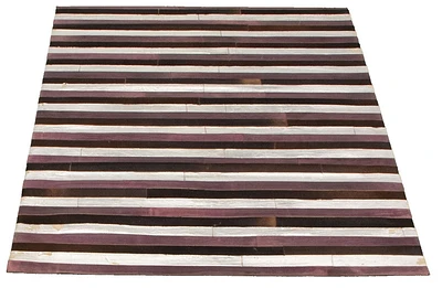 ECARPETGALLERY 3'11" x 6'0" Contemporary Cowhide Patchwork Handmade Area Rug for Living Room, Dining Room and Bedroom in Brown