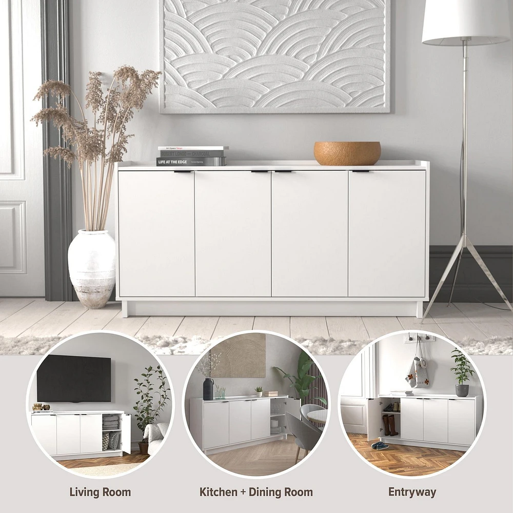 Prepac Simply Modern 4 Door Accent Cabinet White