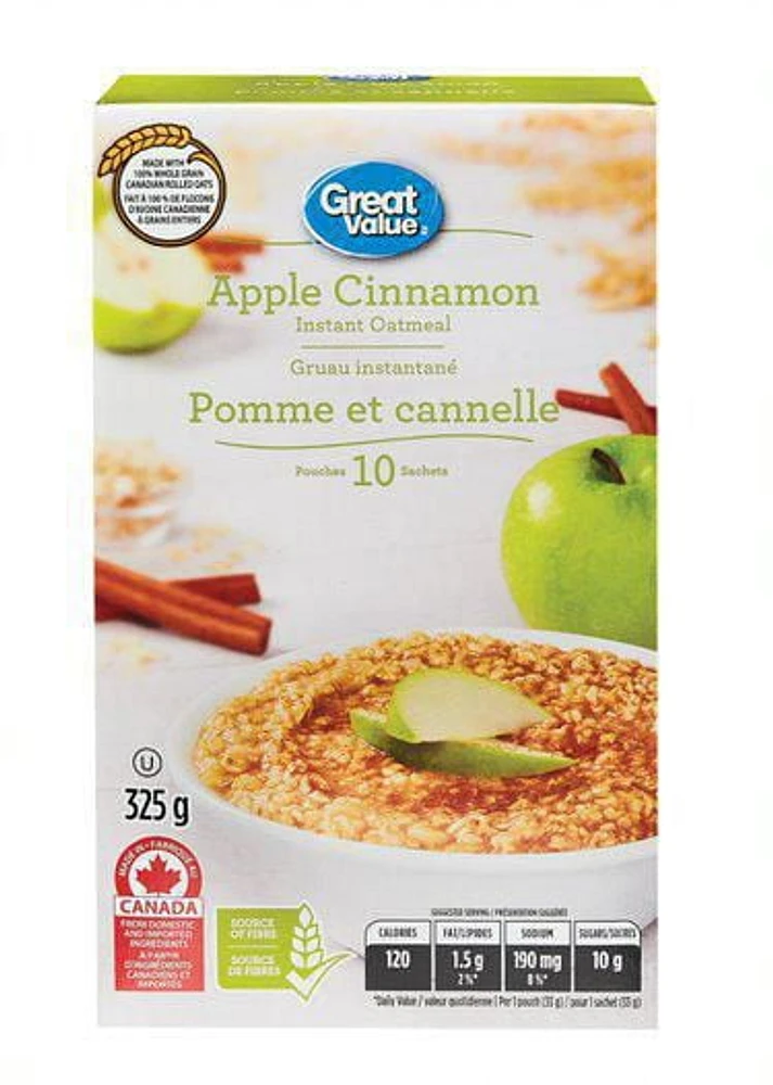 Gruau instantané Great Value à la saveur de pomme et canelle