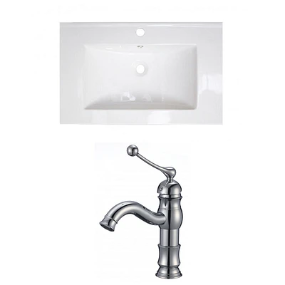 American Imaginations -in. W 1 Hole Ceramic Top Set In White Color