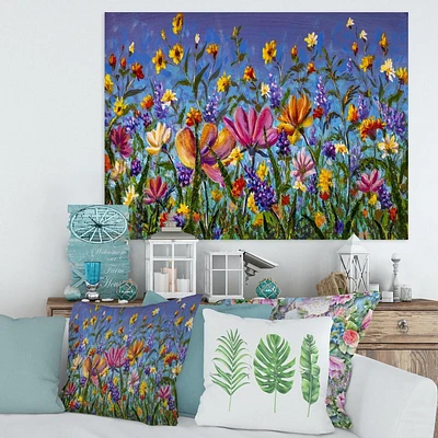 Designart Marguerites et fleurs sauvages dans le champ de jardin d'été I Art mural sur toile
