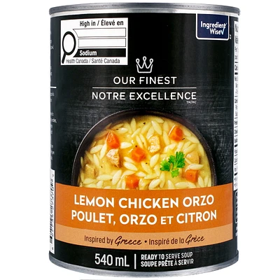 Soupe Poulet, orzo et citron prête à servir Notre Excellence 540 ml
