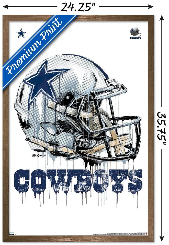 NFL Dallas Cowboys - Drip Helmet 20 Wall Poster, 22.375" x 34" Framed