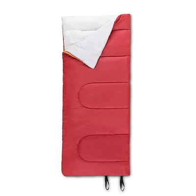 Sac de couchage rectangulaire Ozark Trail 10C, 183cm(L) x76.2cm" (L), note température +50℉/+10℃, extérieur en polyester, Rouge 183cm(L) x76.2cm" (L)