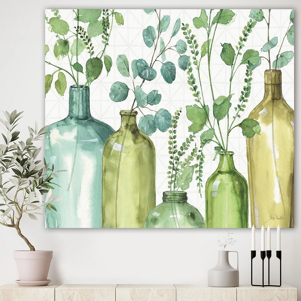 Designart Feuilles vertes botaniques mixtes I0 Art mural sur toile