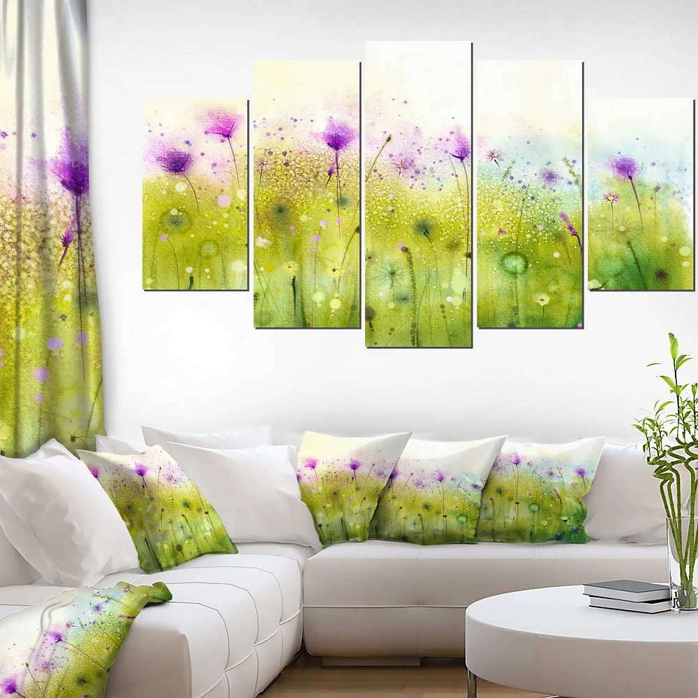 Design Art Cosmos Violets Verts De Fleurs Art Sur Toile