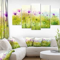 Design Art Cosmos Violets Verts De Fleurs Art Sur Toile