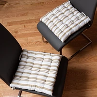 Ensemble de coussins de chaise à rayures Broadway Fabstyles de 4 coussins de chaise de patio extérieurs épais 16 "x 16" parfait pour la salle à manger, la cuisine, le bureau capitonné en tissu de coto