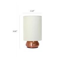 Pack de 2 mini lampes tactiles Simple Designs Gemini avec base en or rose et abat-jour en tissu crème