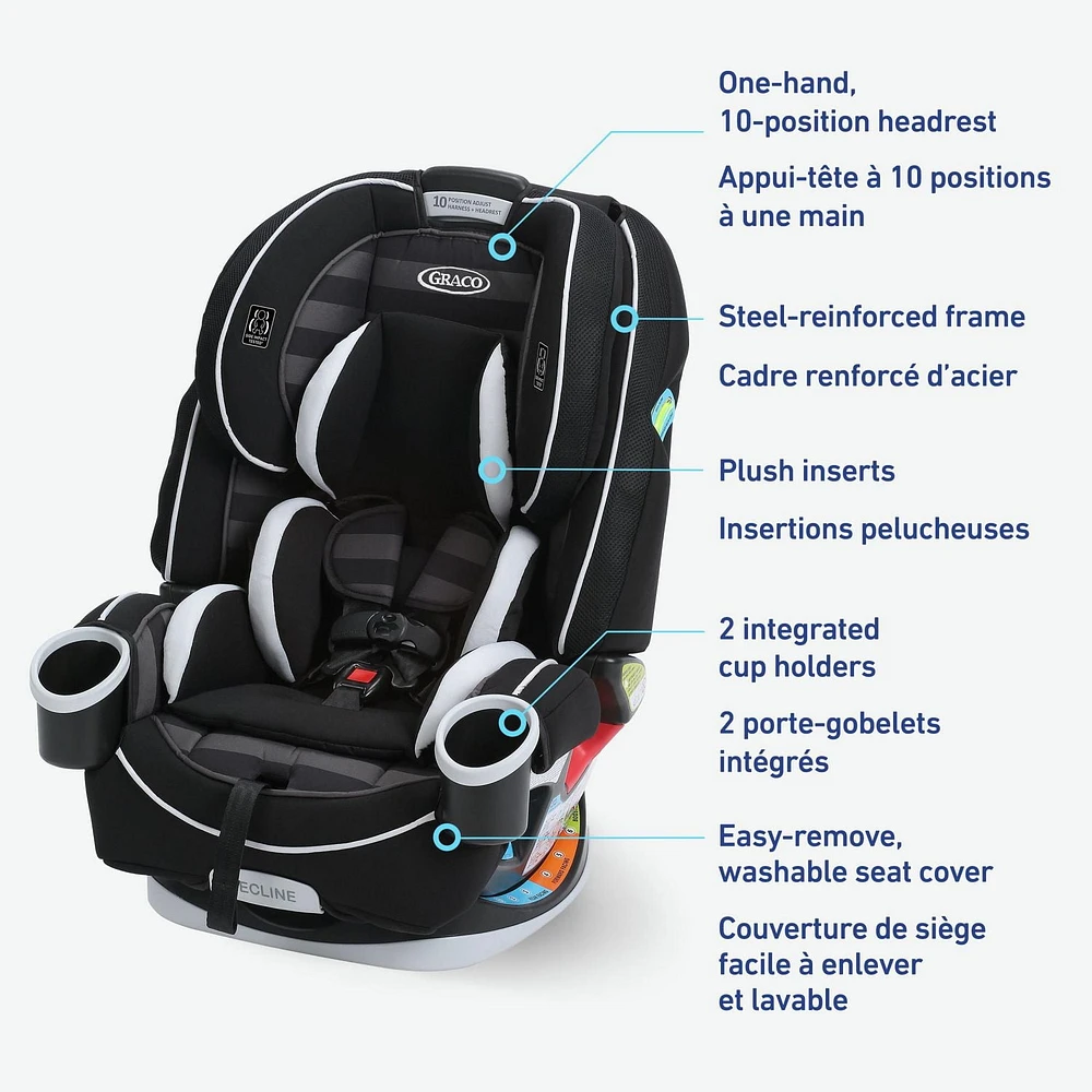 Siège d'auto 4-en-un convertible 4Ever de Graco - Polyvalent, confortable et sûr pour les bébés jusqu'aux préadolescents, 1,8 à 54 kg (4 à 120 lb) Rockweave