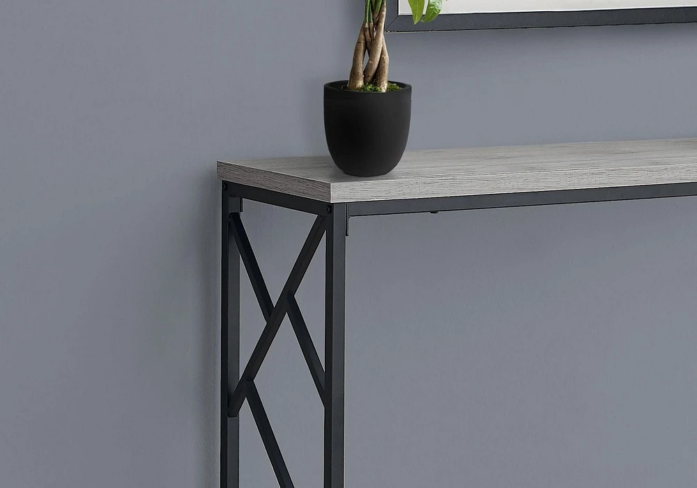 Monarch Specialties Accent Table, Console, Entryway, Narrow, Sofa, Living Room, Bedroom, Metal, Laminate, Grey, Black, Contemporary, Modern