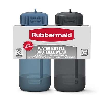 Rubbermaid 20oz Water Bottle with Carry Loop 2 Pack, 20oz x 2, BPA Free