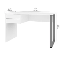 Petite table de bureau 48L avec Patte de Métal en U Solay de Bestar, blanc clair