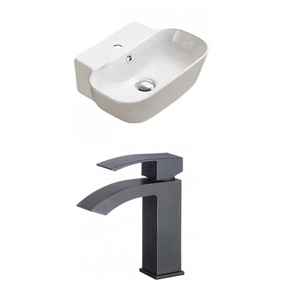 American Imaginations AI- 16,34 pouces Ensemble de vasque blanc au-dessus du comptoir W pour robinet central à 1 trou