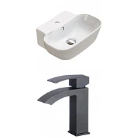 American Imaginations AI- 16,34 pouces Ensemble de vasque blanc au-dessus du comptoir W pour robinet central à 1 trou