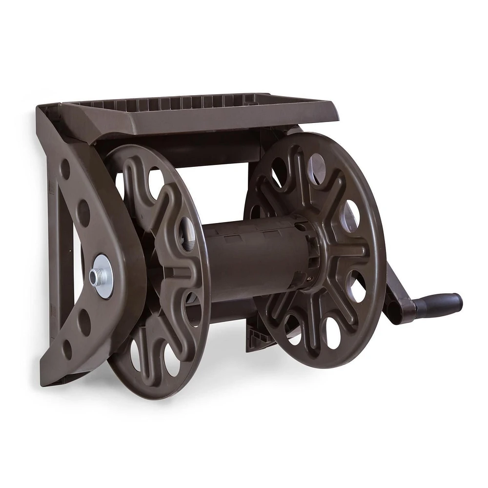 Liberty Garden 512 Wall Mounted Hose Reel with Shelf - Bronze