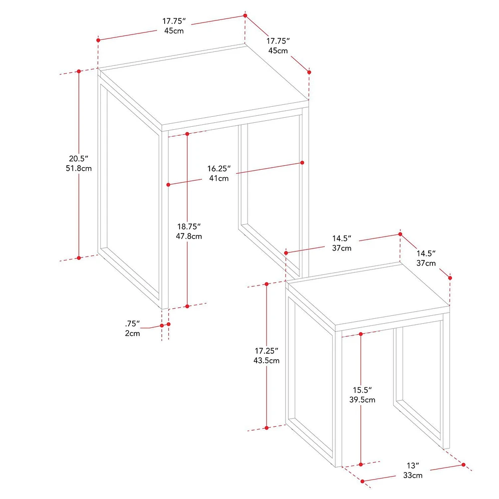 Fort Worth Square Faux Wood Nesting Side Tables