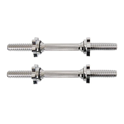 GoZone Standard 14" Dumbbell Handles – Threaded Ends – Silver, Includes 2 dumbbell handles