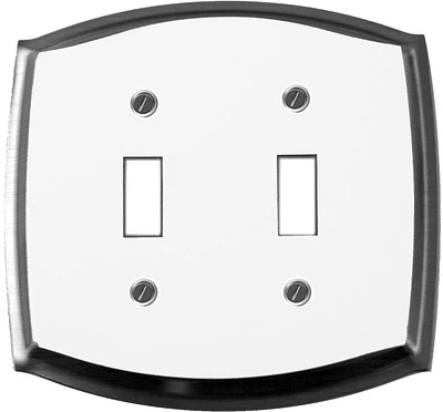 Atron Electro Industries Astoria Double Toggle wall Plate - White / Chrome
