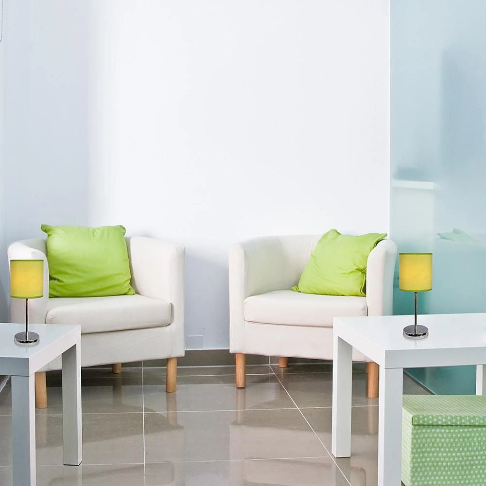 Simples Conceptions Mini lampe de table de base chromée avec abat-jour en tissu 2 Pack Set