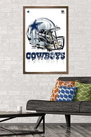 NFL Dallas Cowboys - Drip Helmet 20 Wall Poster, 22.375" x 34" Framed