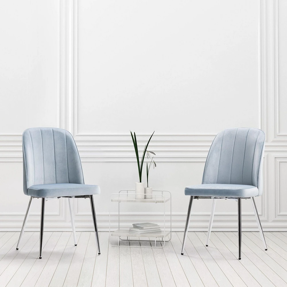 CorLiving Nash Velvet Channel Tufted Side Chair