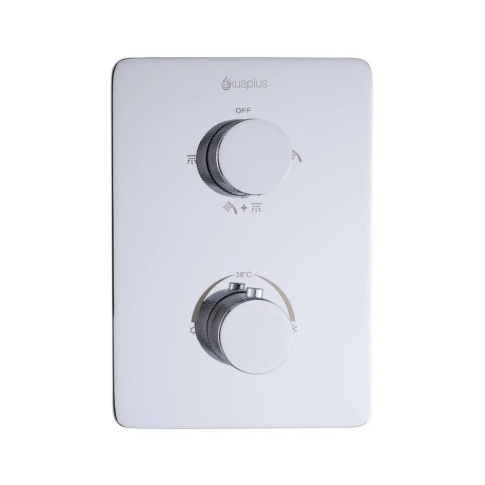 Valve thermostatique carrée 3 fonctions, Douchette magnétique, bec de bain ou simultanément, fini chrome