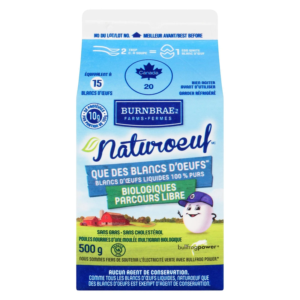 Naturoeuf que des blanc d'oeuf liquide biologiques Fermes Burnbrae 500 g / carton