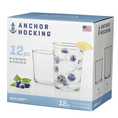 Ensemble de verres à boire de 12 pièces Mercado d’Anchor Hocking Ensemble de verres à boire de 12 pièces Mercado