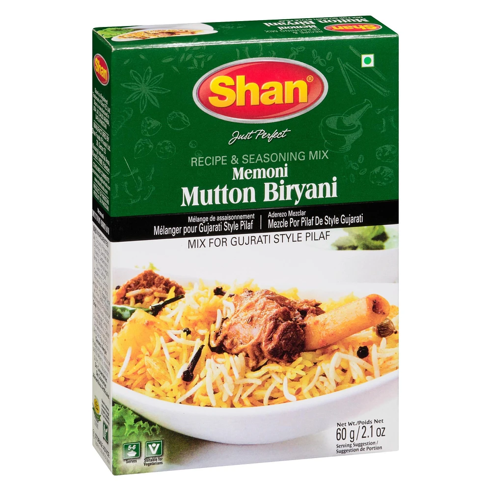 Shan Mutton Biyani Rice Masala 60g Meat Lamb Recipe Seasoning Mix Spices, Masala 60g