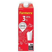 Farmers Homogenized 3.25% Milk, 1 L