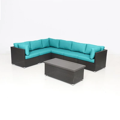 Innesbrook Collection Ensemble de conversation de patio en aluminium 7 pièces avec coussins Aqua