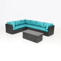 Innesbrook Collection Ensemble de conversation de patio en aluminium 7 pièces avec coussins Aqua