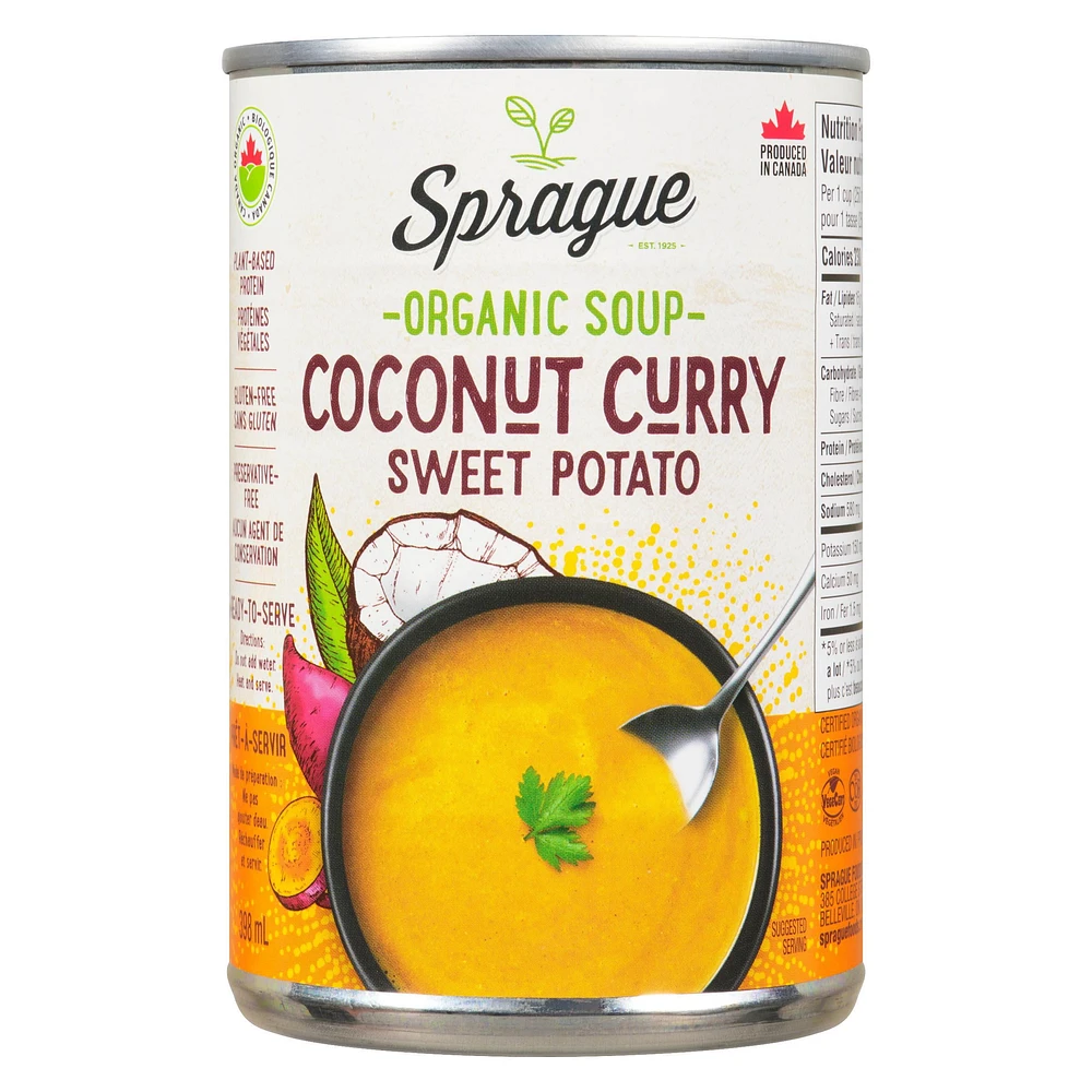 Sprague Organic Coconut Curry Soup, 398ml Reheat and Serve