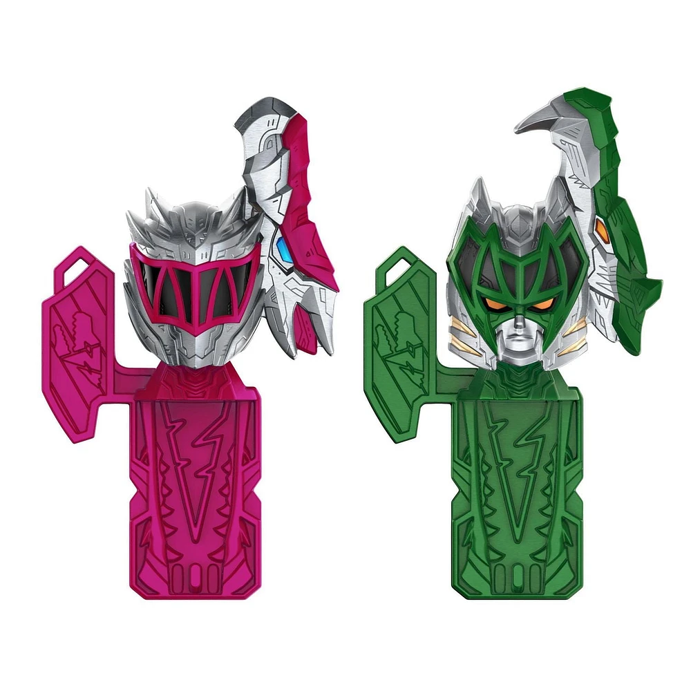 Power Rangers Dino Fury Marteau Ankylo rose et griffe de tigre verte Jouets Zord pour enfants à partir de 4 ans Système de construction personnalisé Zord Link Mix-and-Match