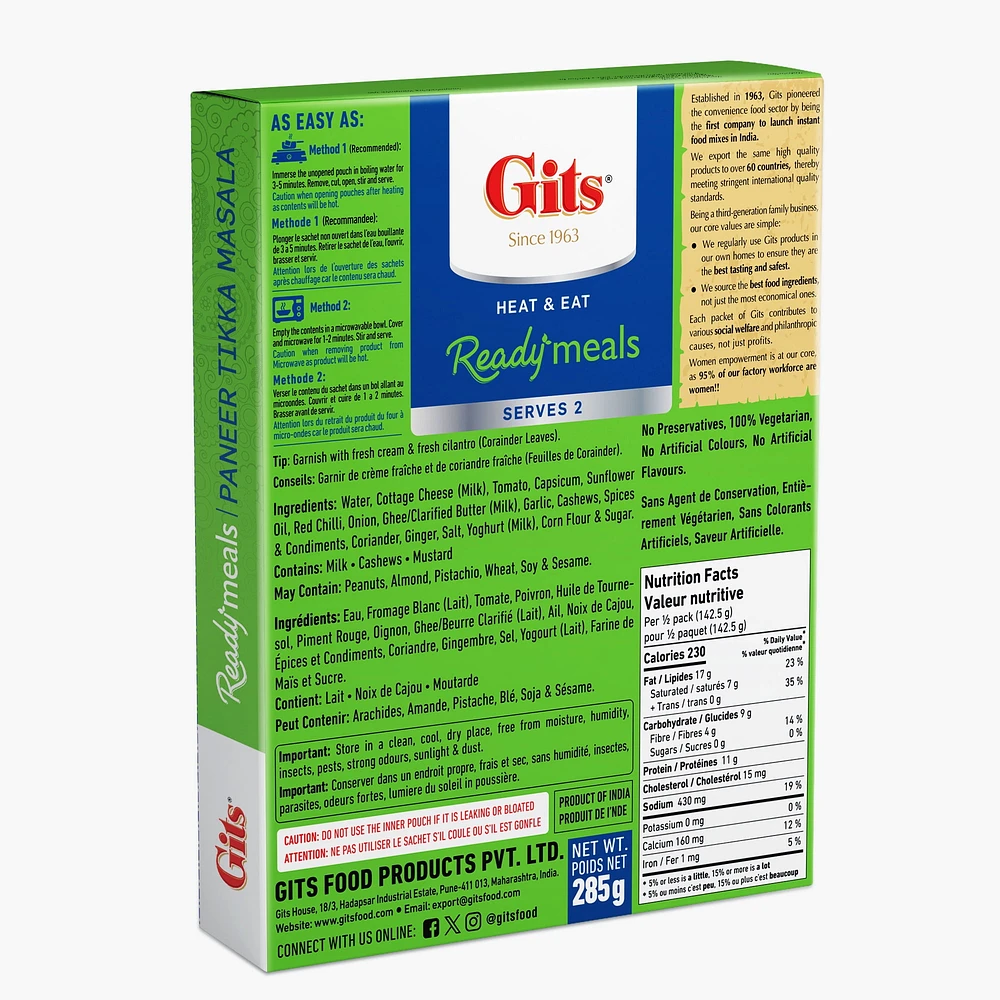 Gits Paneer Tikka Masala 285g Gits Paneer Tikka Masala 285g