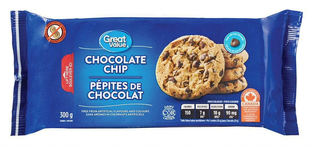 Great Value Chocolate Chip Cookies, 300 g