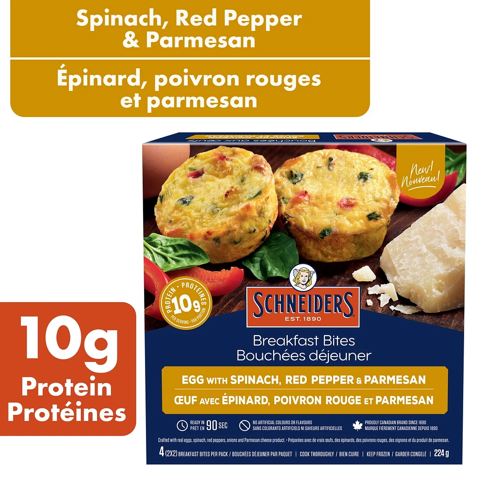 Schneiders Egg With Spinach, Red Pepper & Parmesan Breakfast Bites, 4 per pack, 224 g