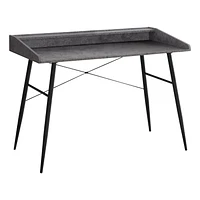 Monarch Specialties Computer Desk, Home Office, Laptop, Storage Shelves, 48"l, Work, Metal, Laminate, Grey, Black, Contemporary, Modern
