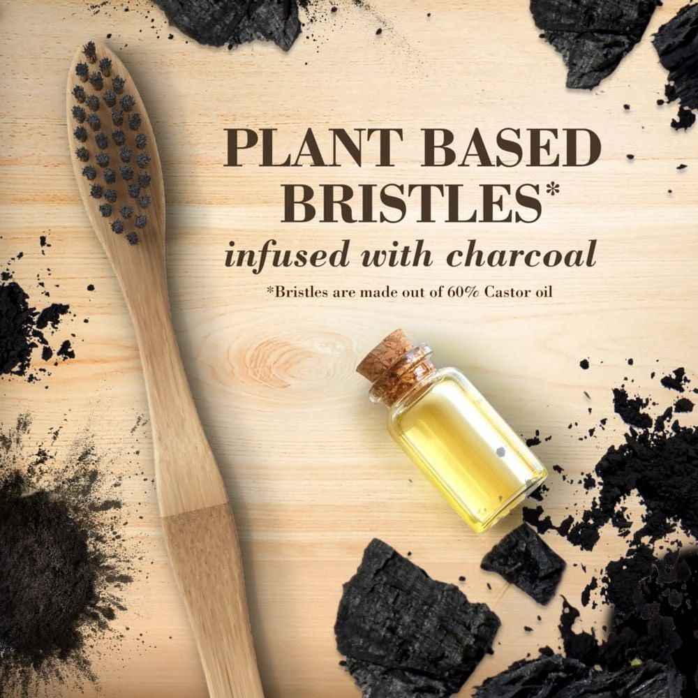 Brosse à dents en bambou Burt’s Bees avec soies imprégnées de charbon 1 unité