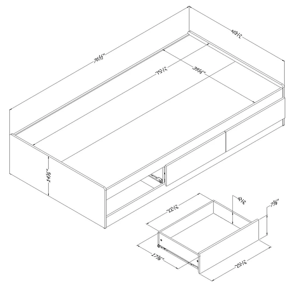 South Shore Step One Twin/Double Chocolate Brown Bed Storage